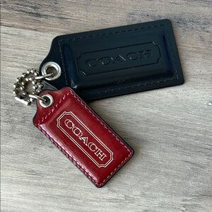 Coach Black Lucite and Red Leather Keychain Set